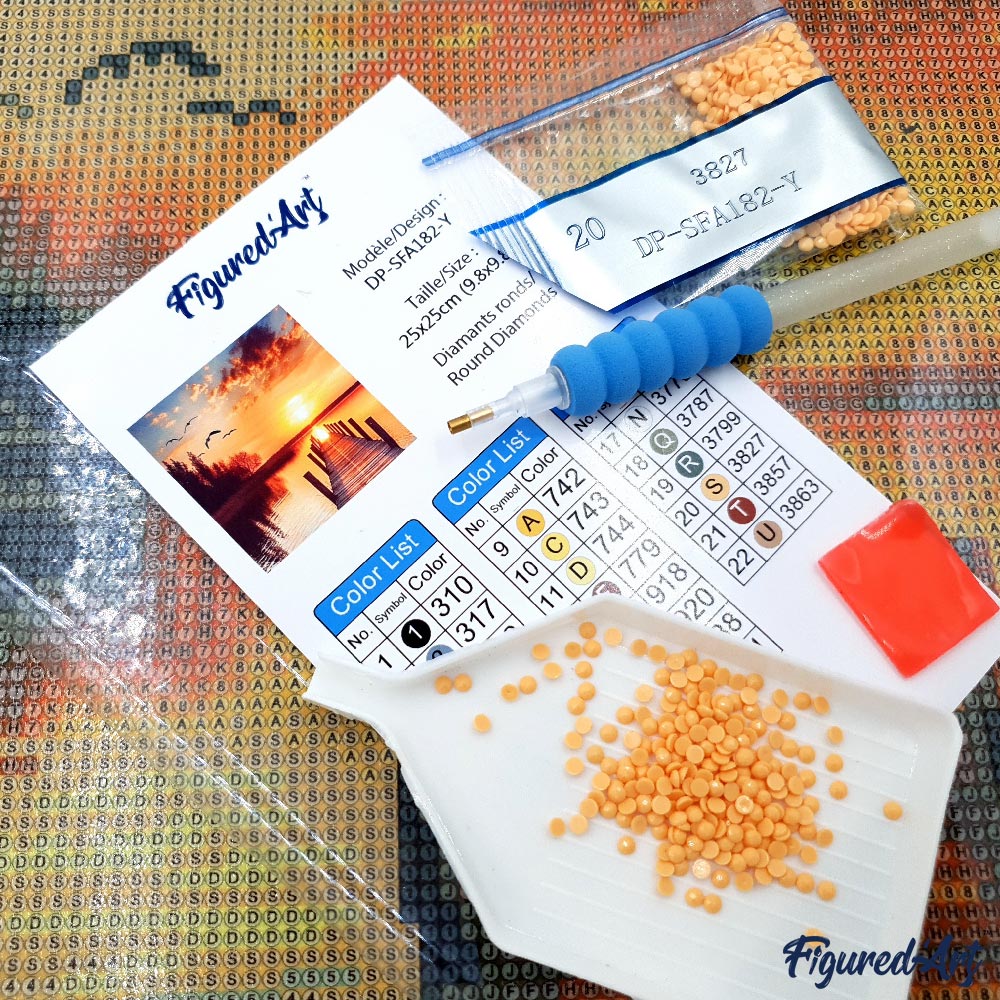 Mini Diamond Painting 25x25cm - Fantasy monkey and flowers