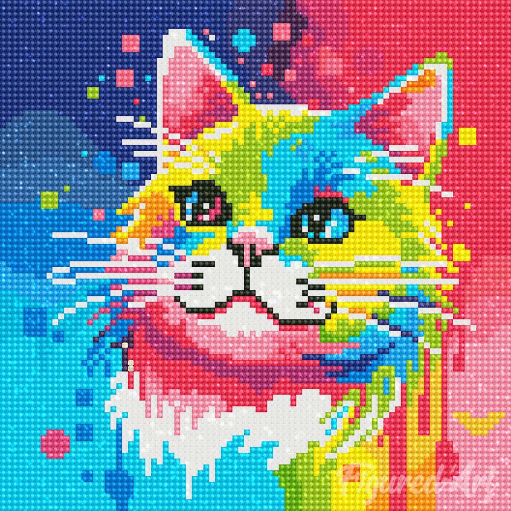 Mini Diamond Painting 25x25cm - Cat Abstract Pop Art