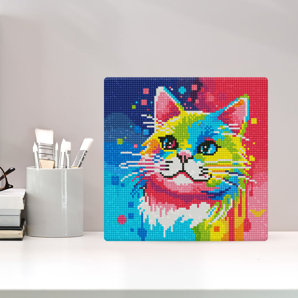 Mini Diamond Painting 25x25cm - Cat Abstract Pop Art