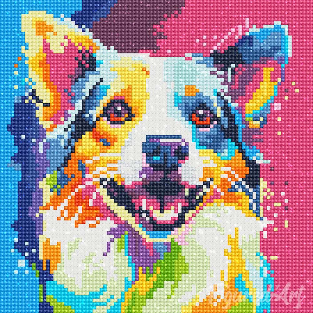 Mini Diamond Painting 25x25cm - Dog Abstract Pop Art