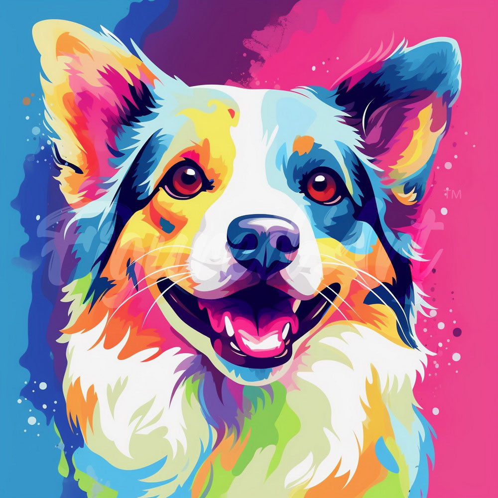 Mini Diamond Painting 25x25cm - Dog Abstract Pop Art Figured'Art UK