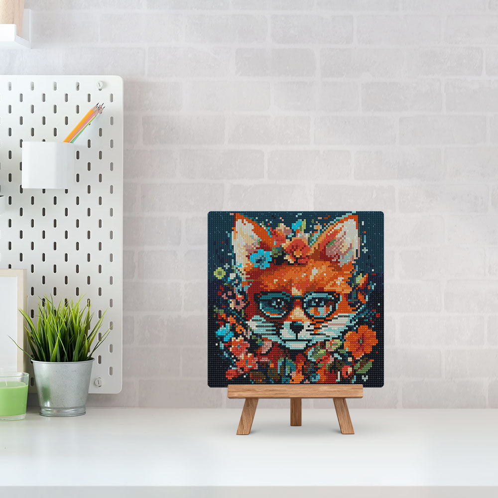 Mini Diamond Painting 25x25cm - Fantasy fox and flowers