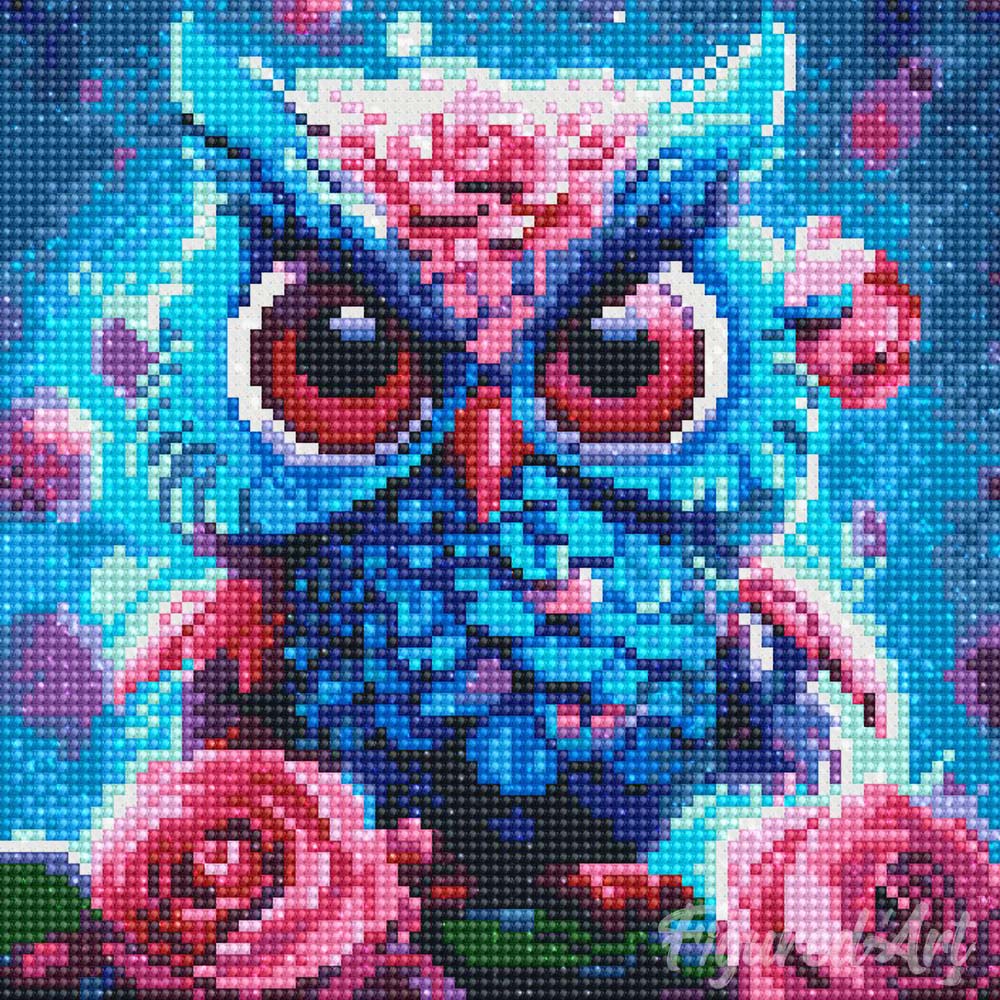 Mini Diamond Painting 25x25cm - Little Blue Owl
