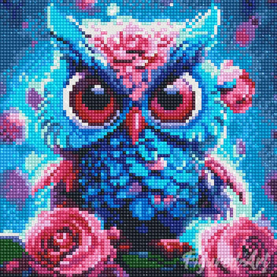 Mini Diamond Painting 25x25cm - Little Blue Owl