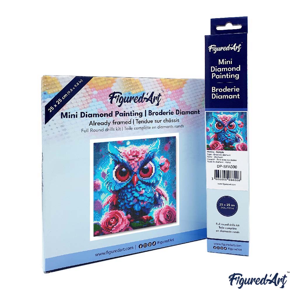 Mini Diamond Painting 25x25cm - Little Blue Owl