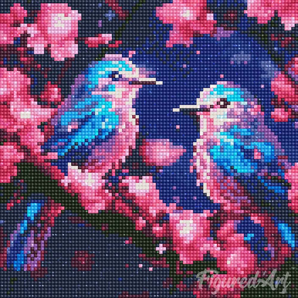 Mini Diamond Painting 25x25cm - Shimmering Bluebirds