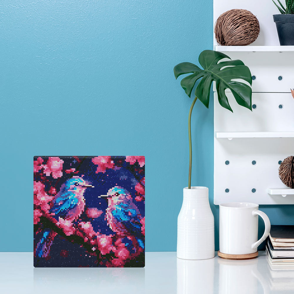 Mini Diamond Painting 25x25cm - Shimmering Bluebirds