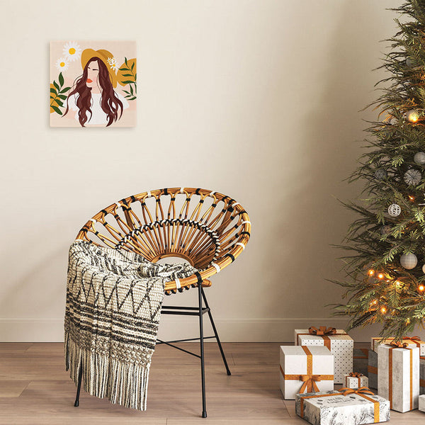 Mini Paint by numbers Abstract Woman and Daisies 20x20cm already framed