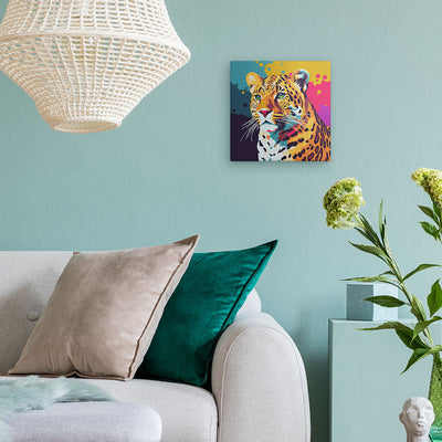 Mini Paint by numbers Leopard Abstract Pop Art 20x20cm already framed