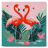 Mini Paint by numbers Tropical Flamingos 20x20cm already framed Figured'Art UK