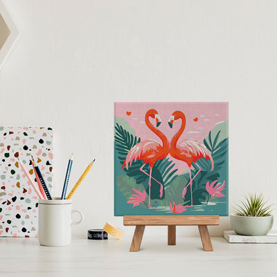 Mini Paint by numbers Tropical Flamingos 20x20cm already framed