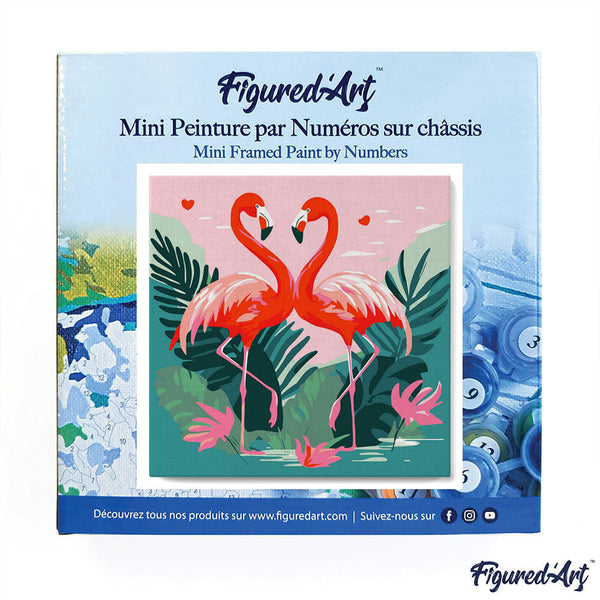 Mini Paint by numbers Tropical Flamingos 20x20cm already framed
