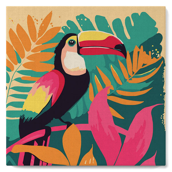 Mini Paint by numbers Tropical Toucan 20x20cm already framed Figured'Art UK