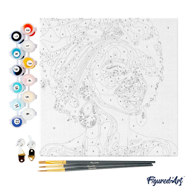 Mini Paint by numbers African Queen Pop Art 20x20cm already framed