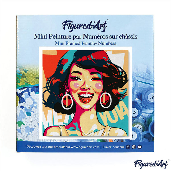 Mini Paint by numbers Charming Lady Pop Art 20x20cm already framed