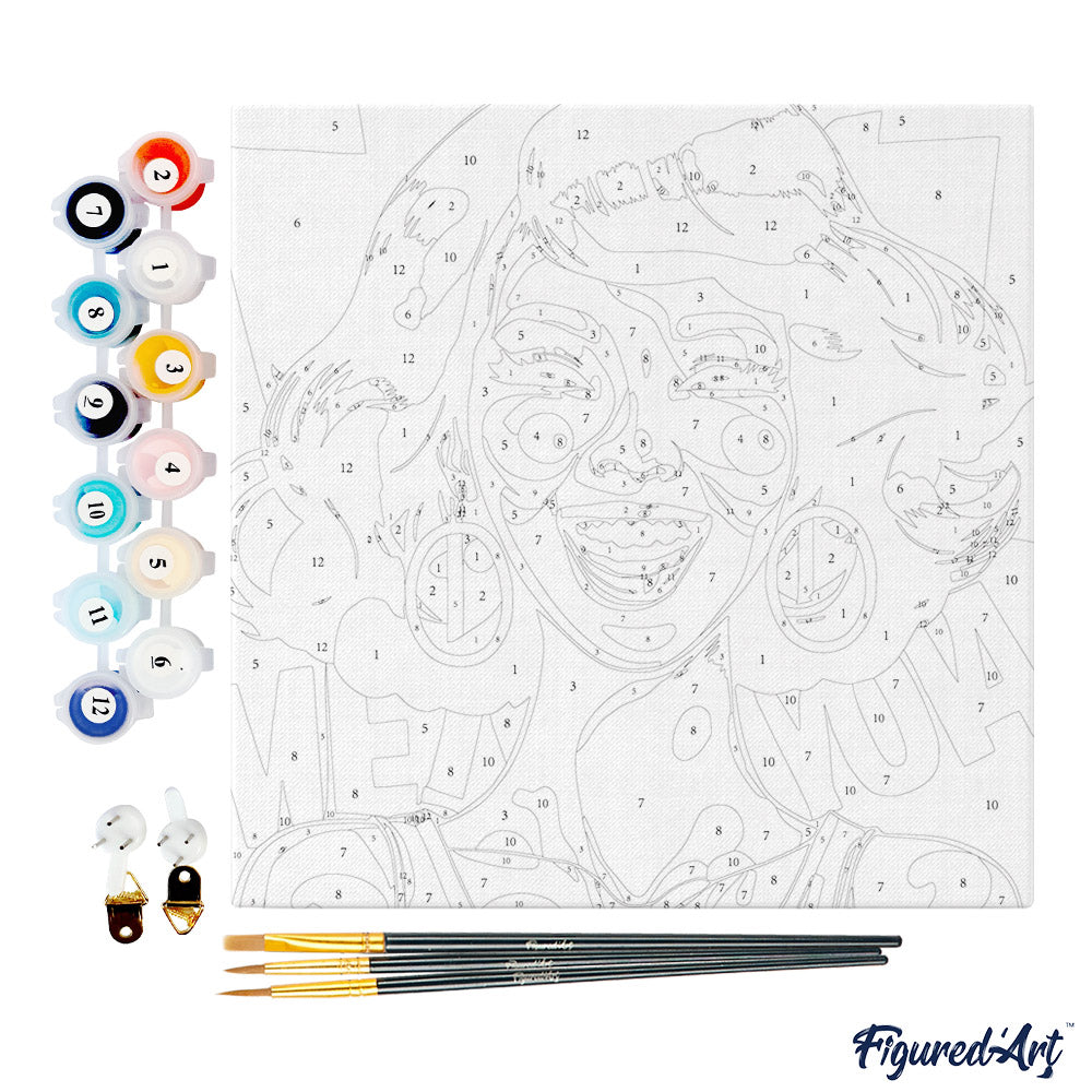 Mini Paint by numbers Charming Lady Pop Art 20x20cm already framed