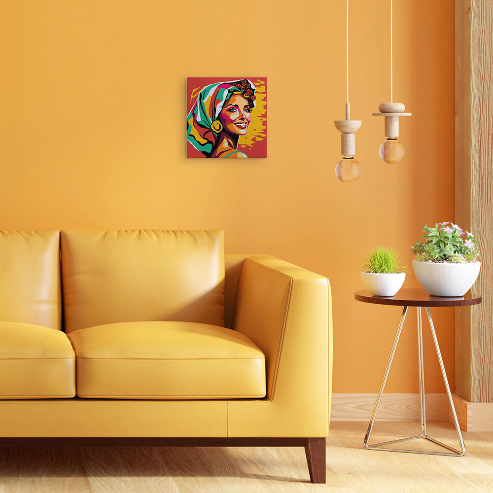 Mini Paint by numbers Exotic Beauty Pop Art 20x20cm already framed