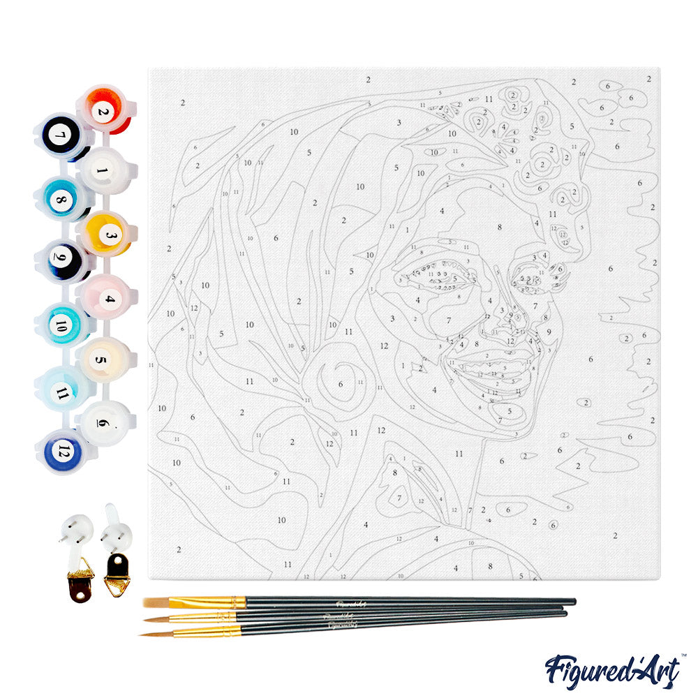 Mini Paint by numbers Exotic Beauty Pop Art 20x20cm already framed