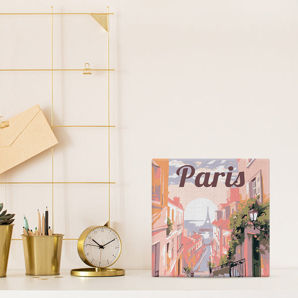 Mini Paint by numbers Travel Poster Paris 20x20cm already framed