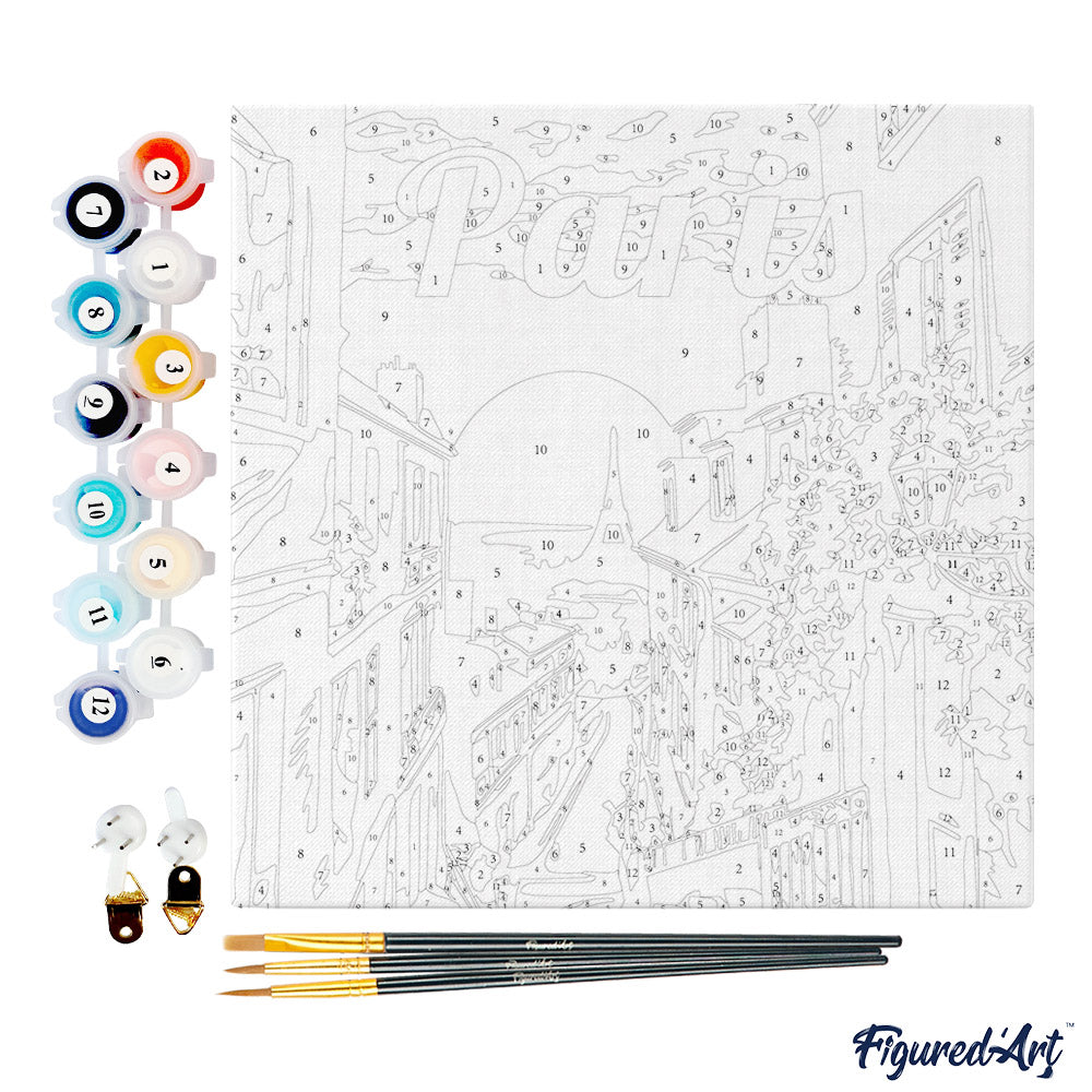 Mini Paint by numbers Travel Poster Paris 20x20cm already framed