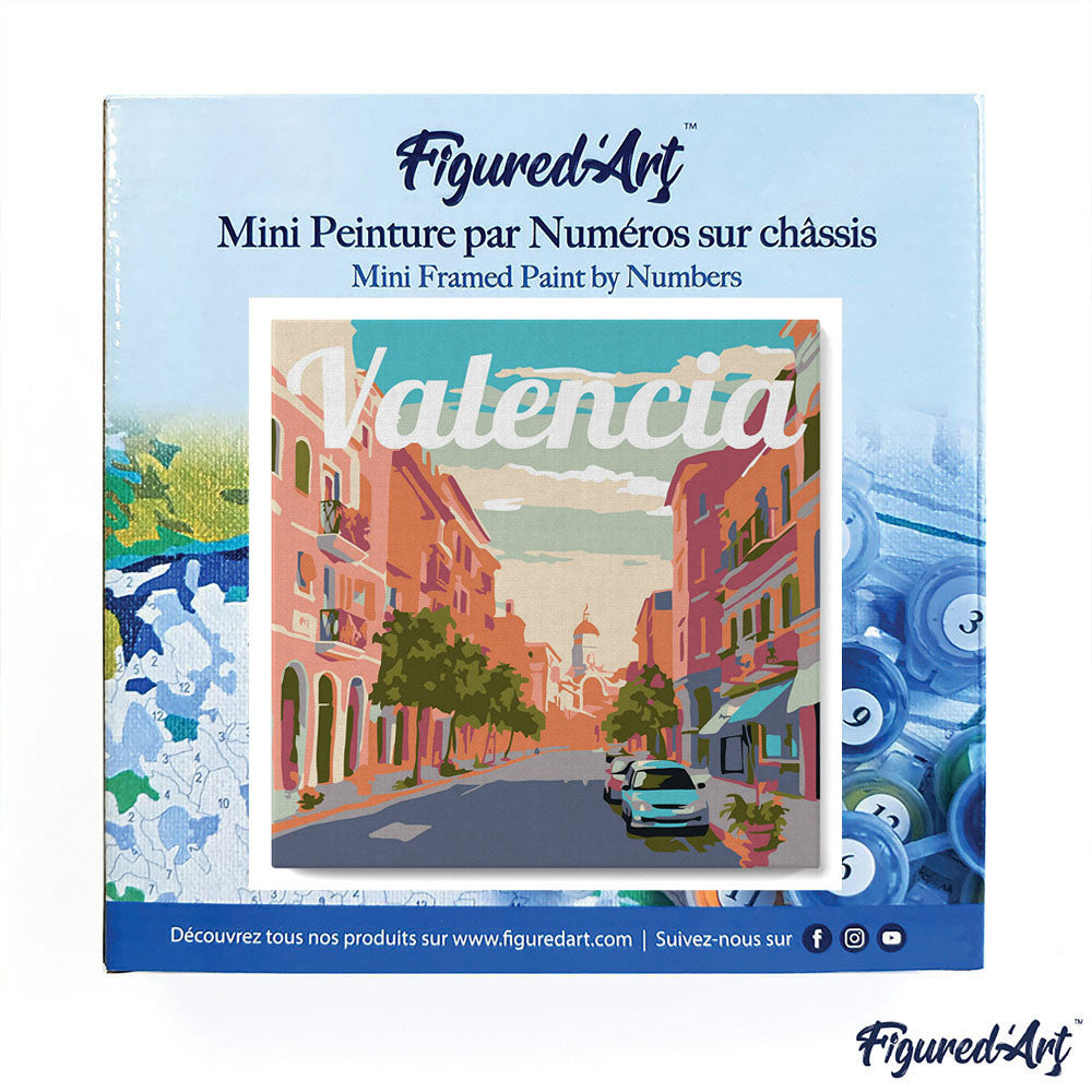 Mini Paint by numbers Travel Poster Valencia 20x20cm already framed
