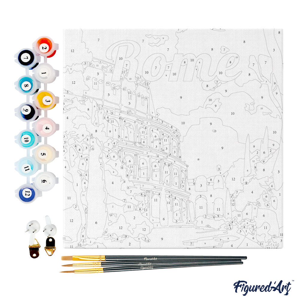 Mini Paint by numbers Travel Poster Rome 20x20cm already framed
