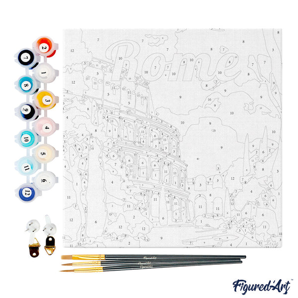 Mini Paint by numbers Travel Poster Rome 20x20cm already framed