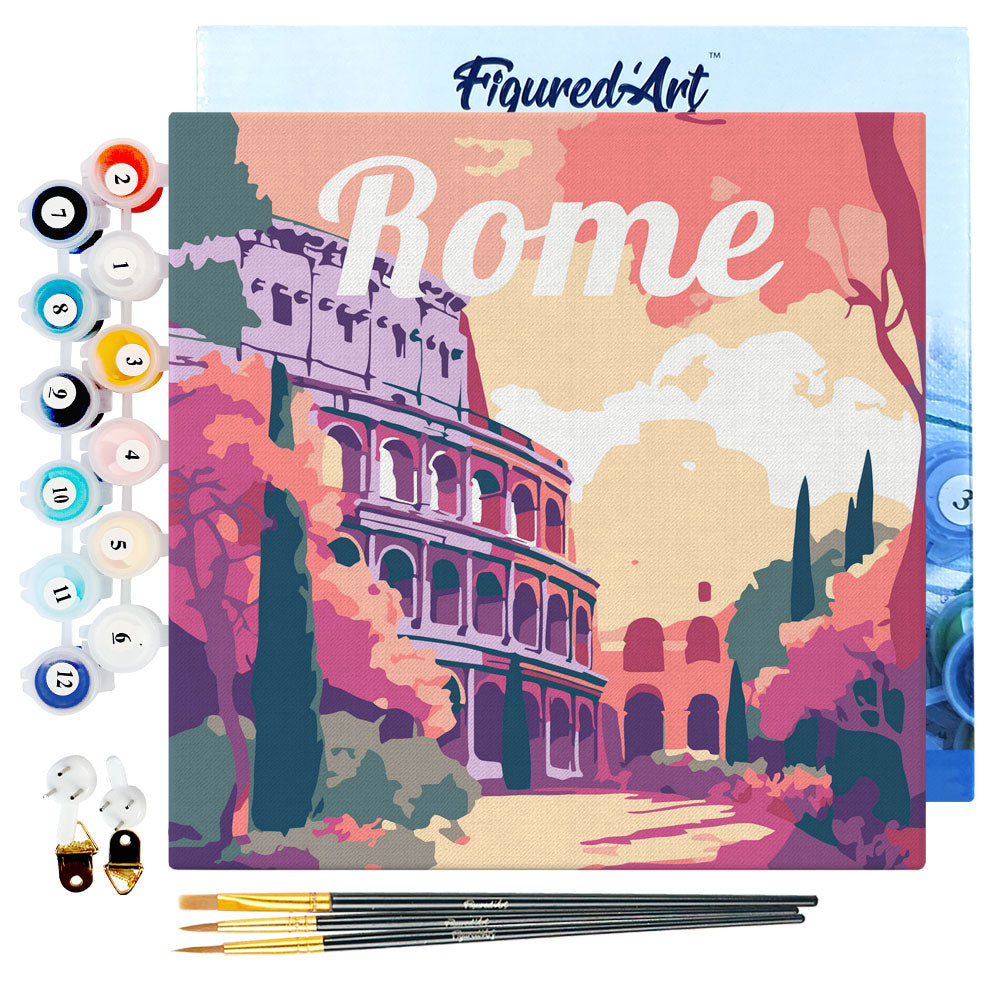 Mini Paint by numbers Travel Poster Rome 20x20cm already framed