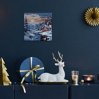 Mini Paint by numbers Lovely Winter Cottage 20x20cm already framed