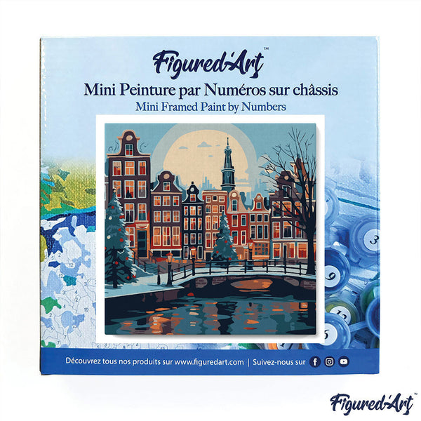 Mini Paint by numbers Christmas in Amsterdam 20x20cm already framed
