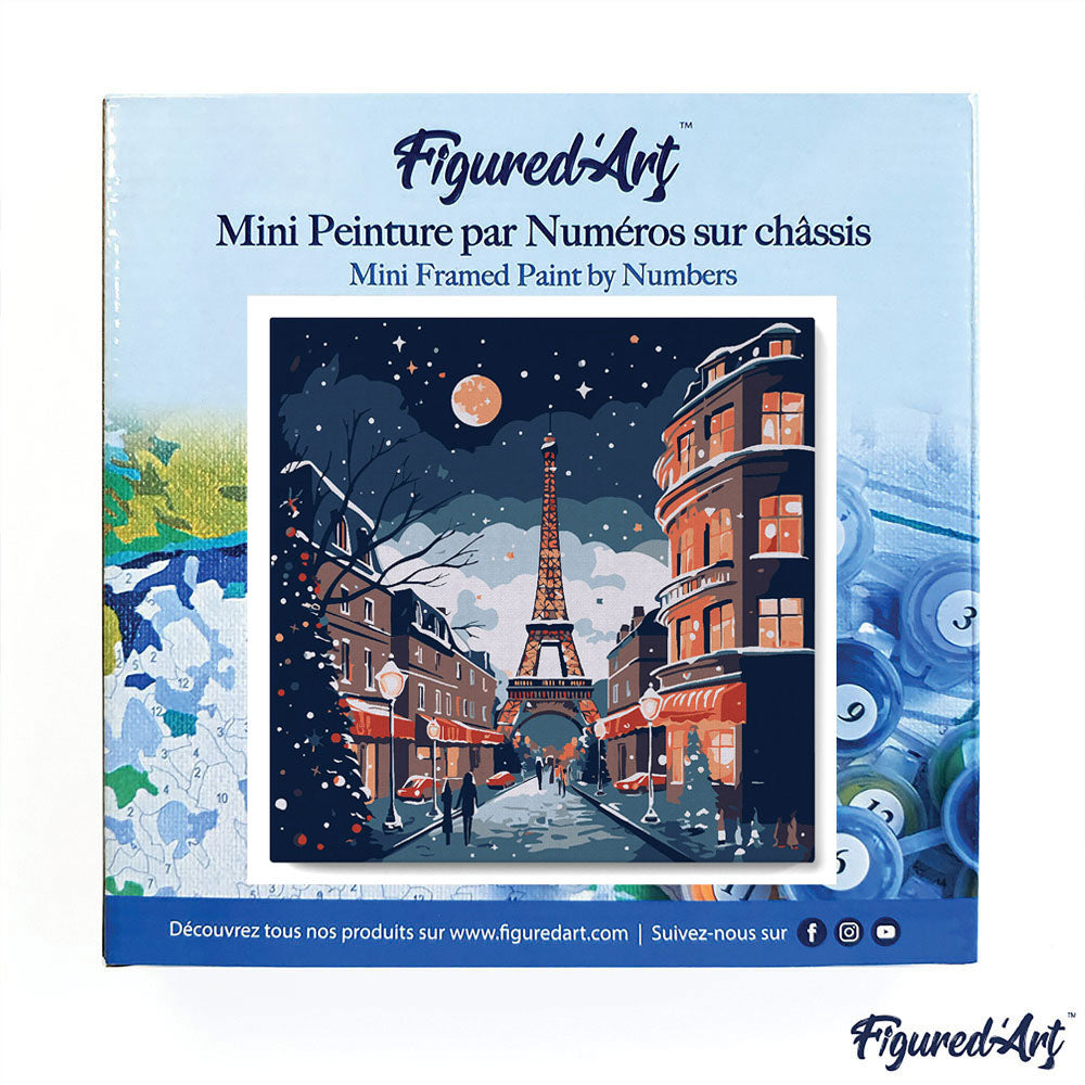 Mini Paint by numbers Christmas in Paris 20x20cm already framed