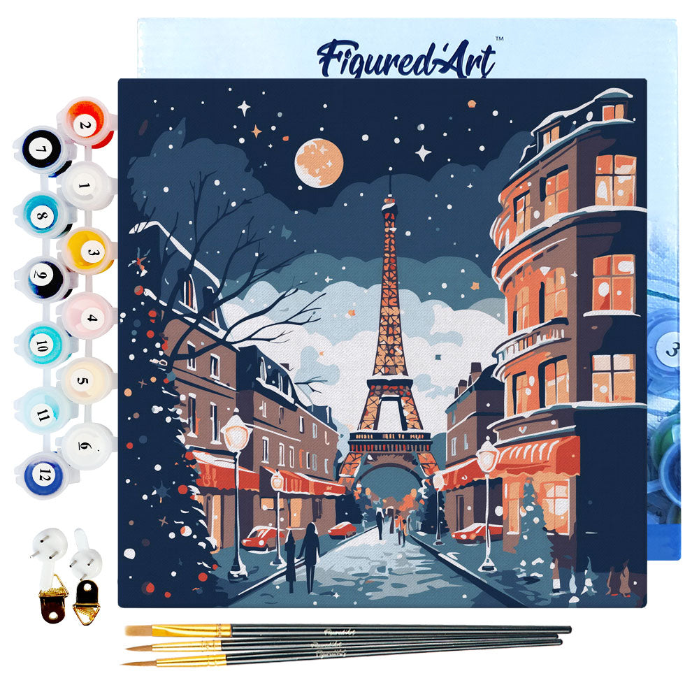 Mini Paint by numbers Christmas in Paris 20x20cm already framed