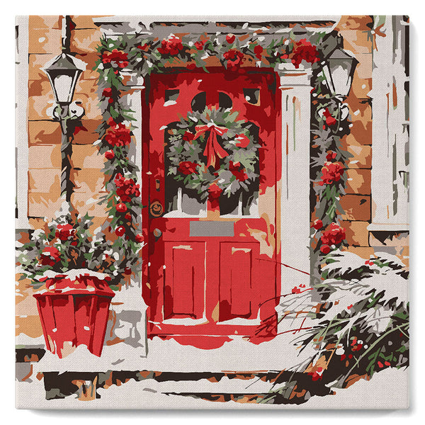 Mini Paint by numbers The Red Door 20x20cm already framed Figured'Art UK