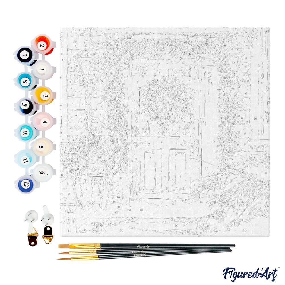 Mini Paint by numbers The Red Door 20x20cm already framed