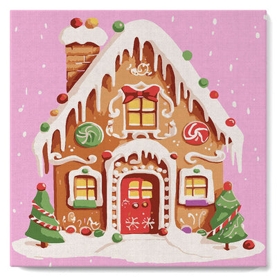 Mini Paint by numbers Gingerbread House 20x20cm already framed Figured'Art UK