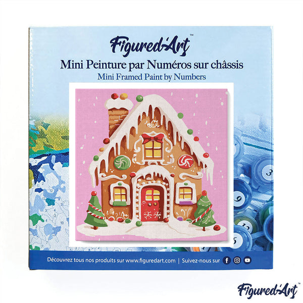 Mini Paint by numbers Gingerbread House 20x20cm already framed